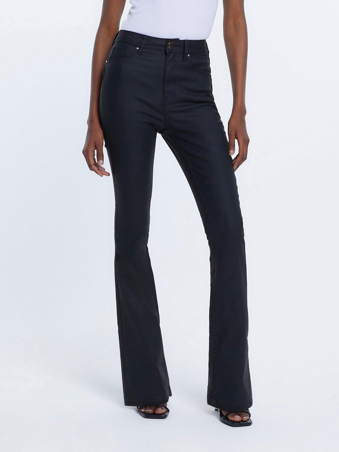 Curves Black Coated Leather-Look High Waist Jeggings