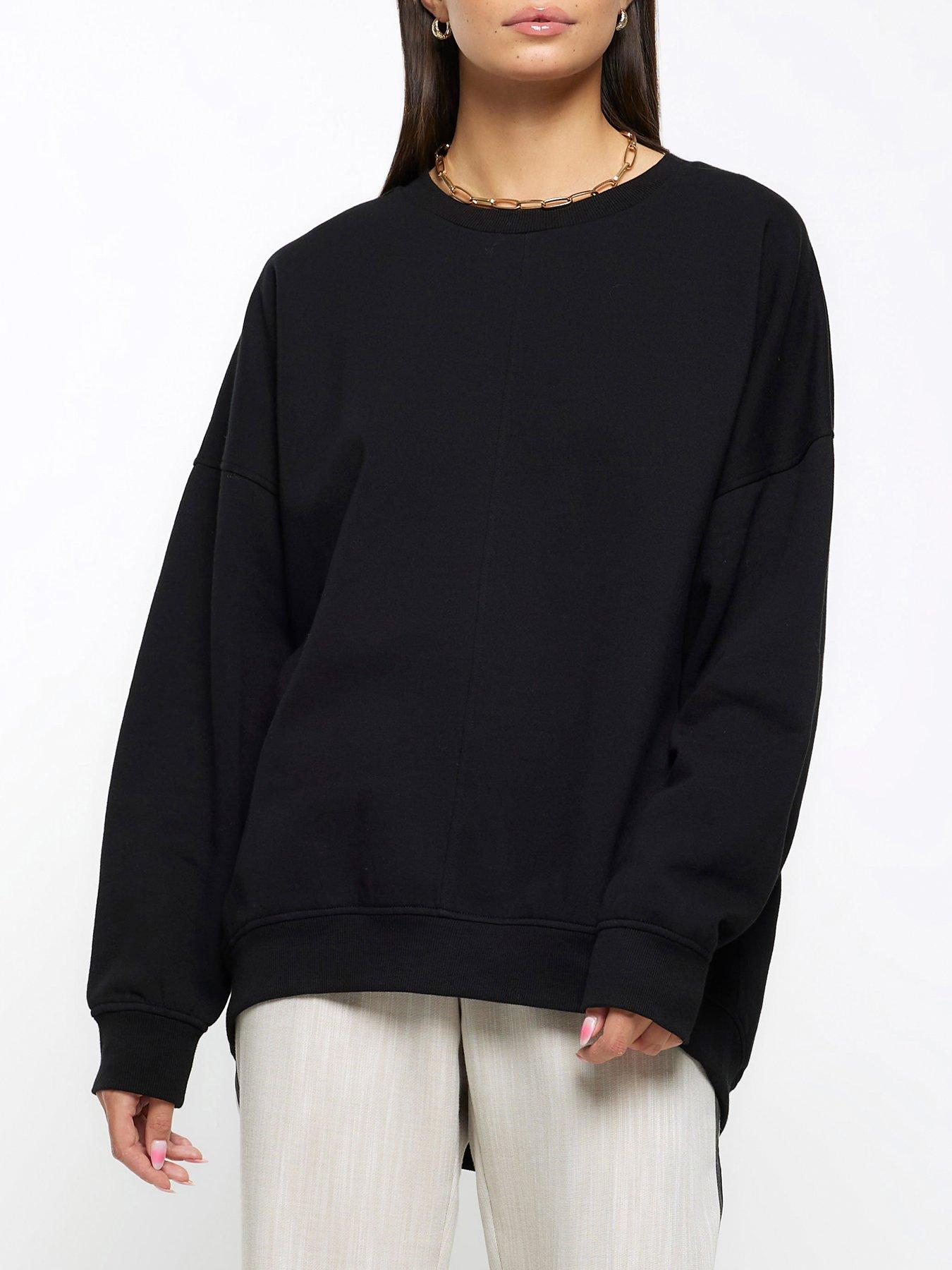 Basic Black Longline Sweatshirt Tunic