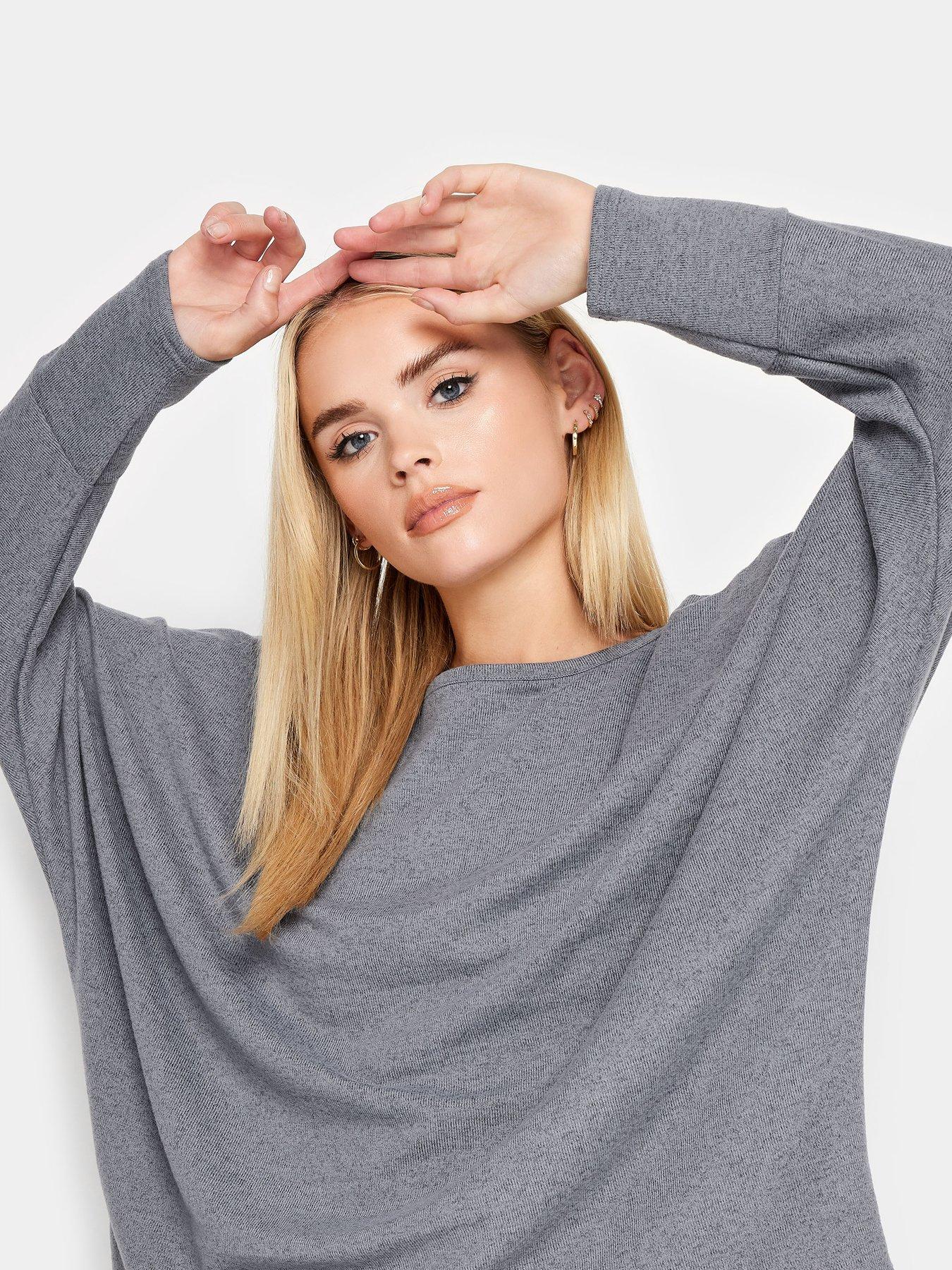 Petite Batwing Top Grey