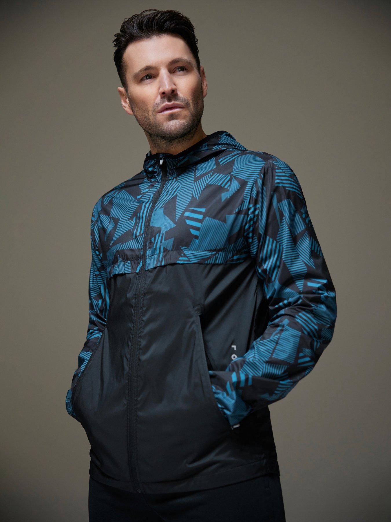 Printed Running Jacket Black Blue