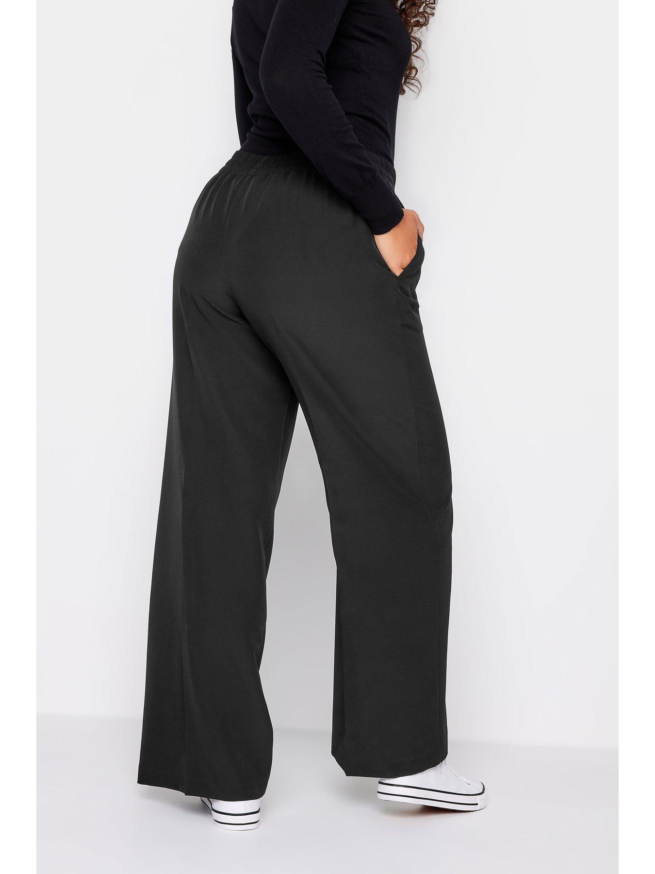 Image 2 of 4 of M&Co Petite Petite Black Crepe Wide Leg Trs