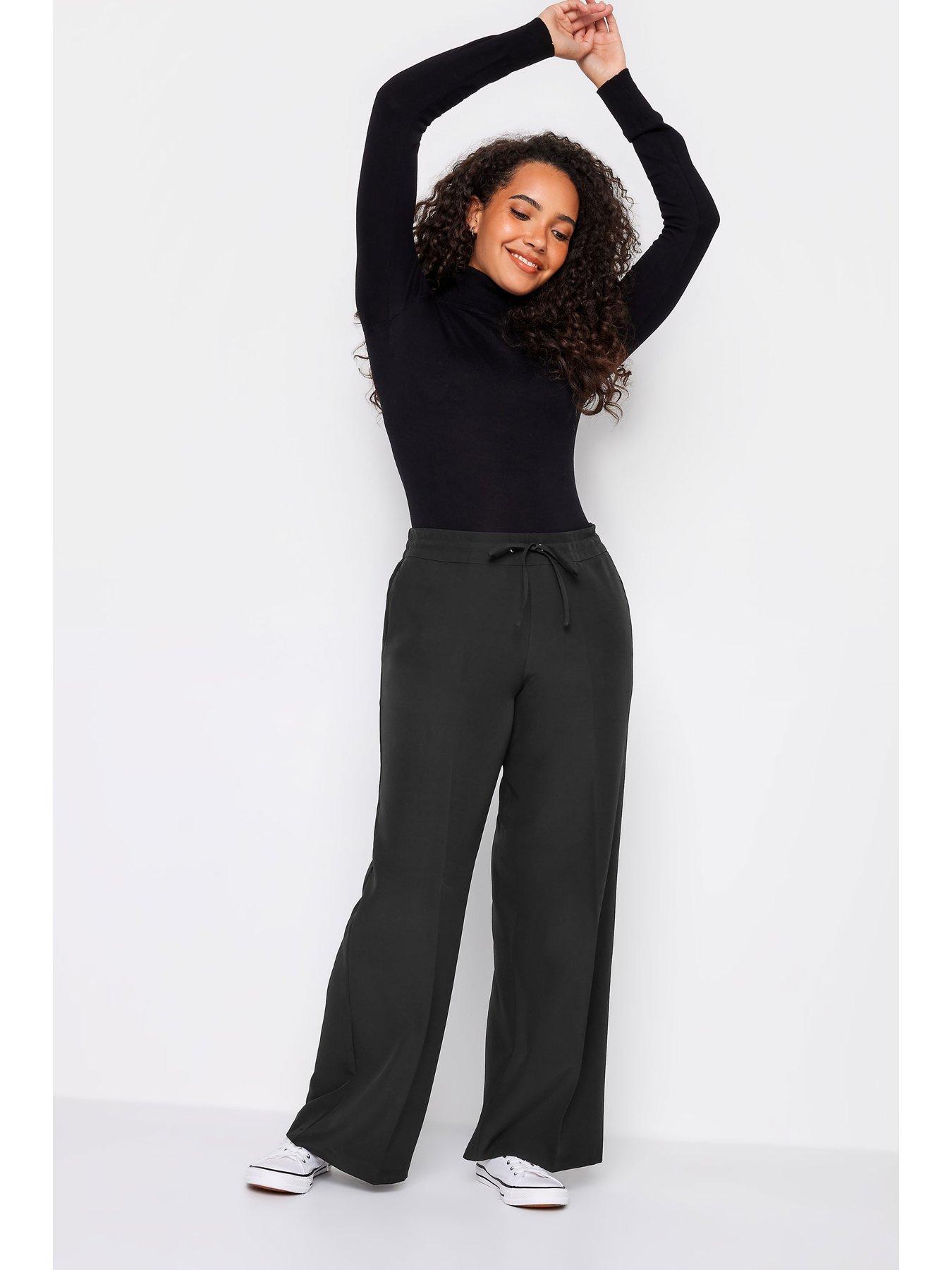 Image 3 of 4 of M&Co Petite Petite Black Crepe Wide Leg Trs