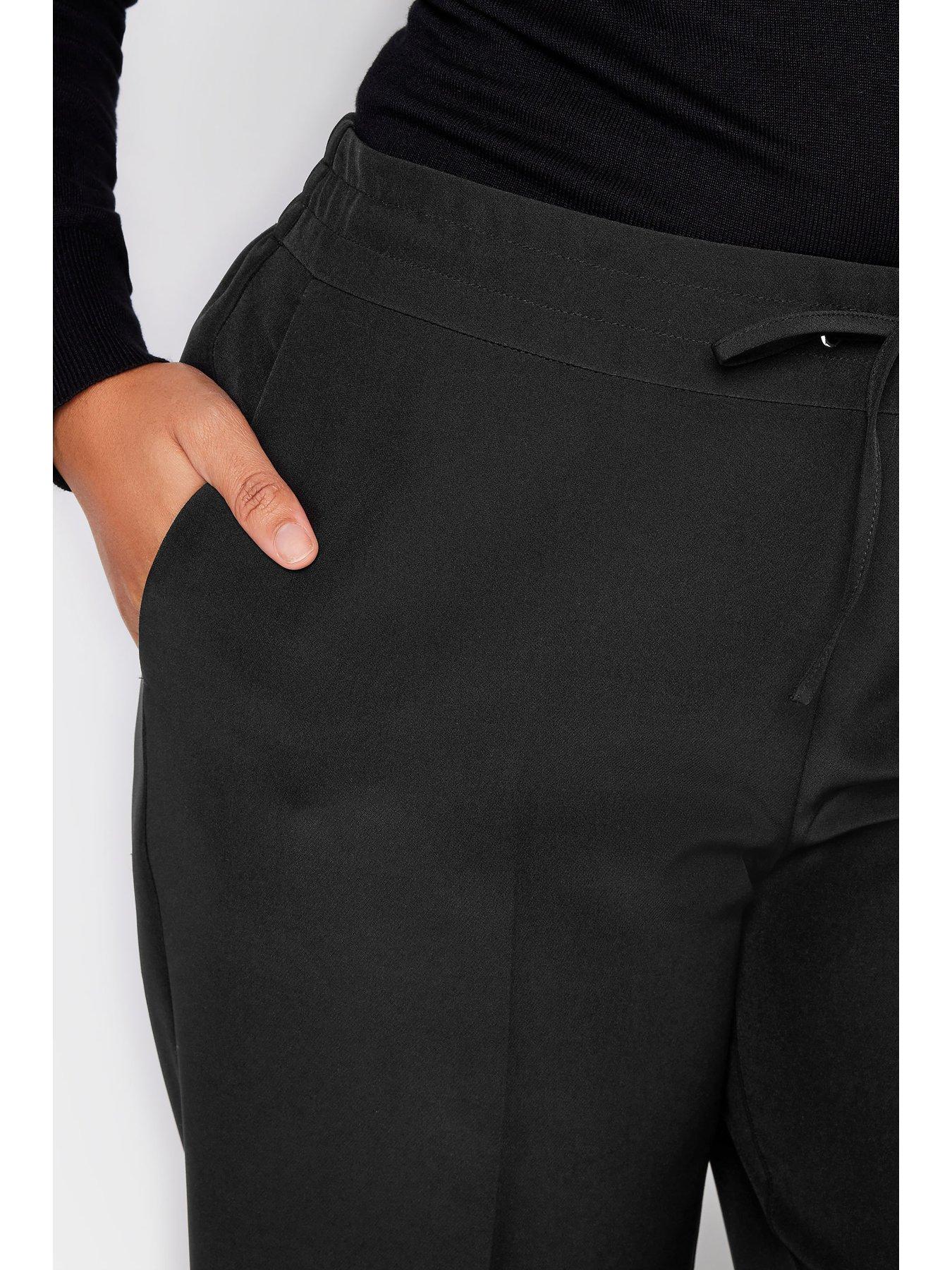 Image 4 of 4 of M&Co Petite Petite Black Crepe Wide Leg Trs