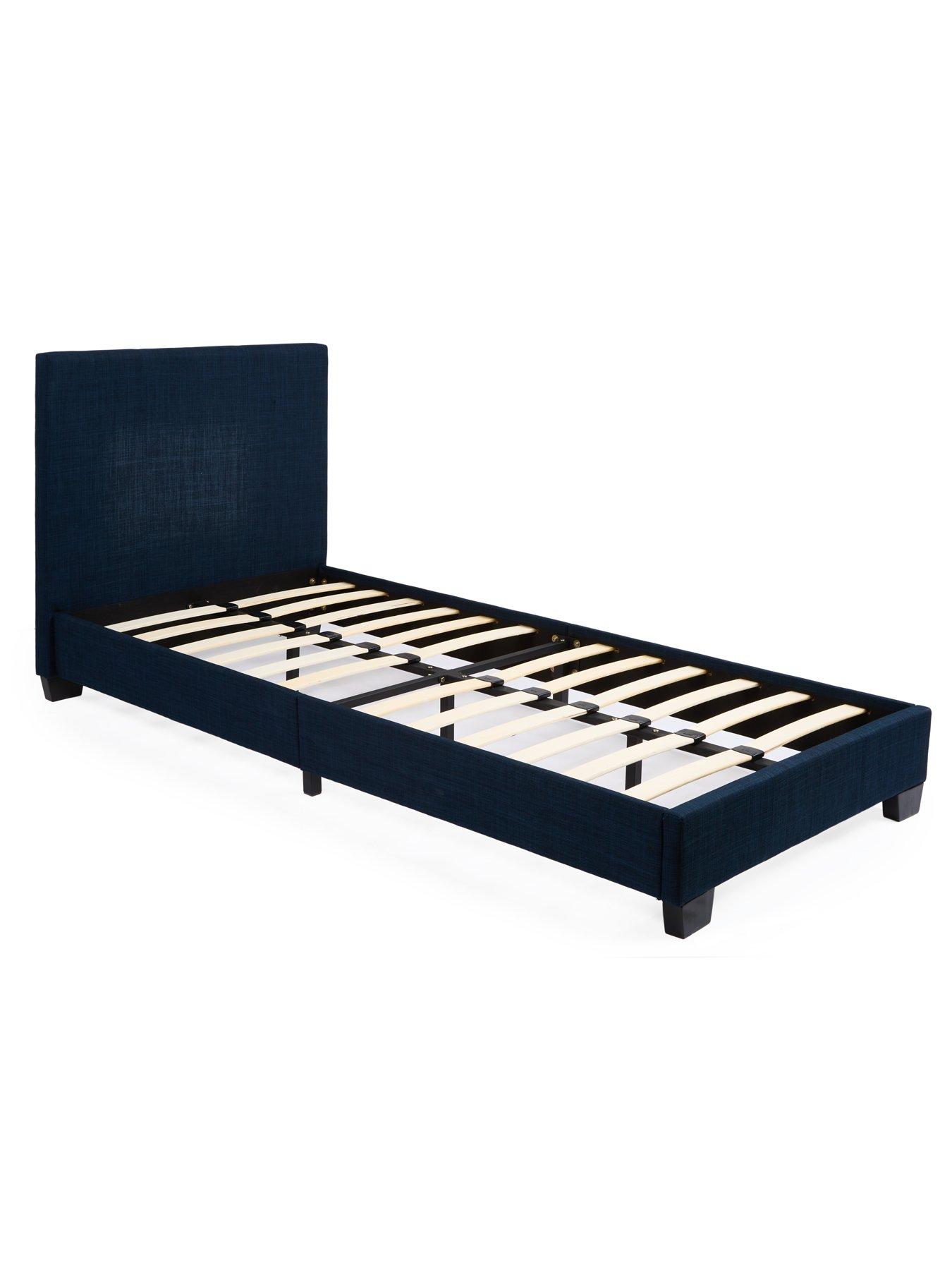 Riley Fabric Single Bed Frame with Mattress Options Buy SAVE Blue