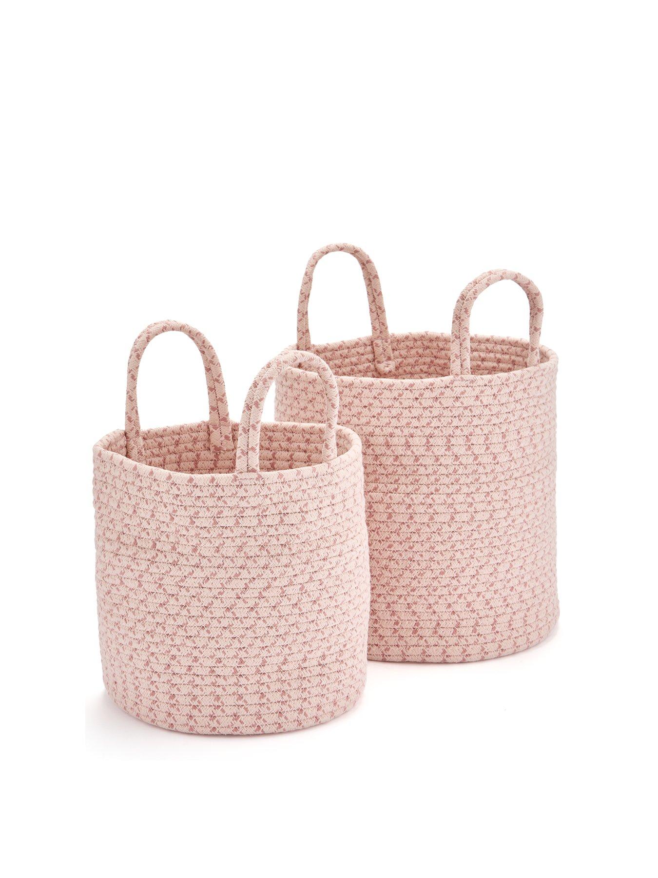 Image 2 of 5 of Very Home &nbsp;Set of 2 Cotton Rope Storage Baskets in Pink