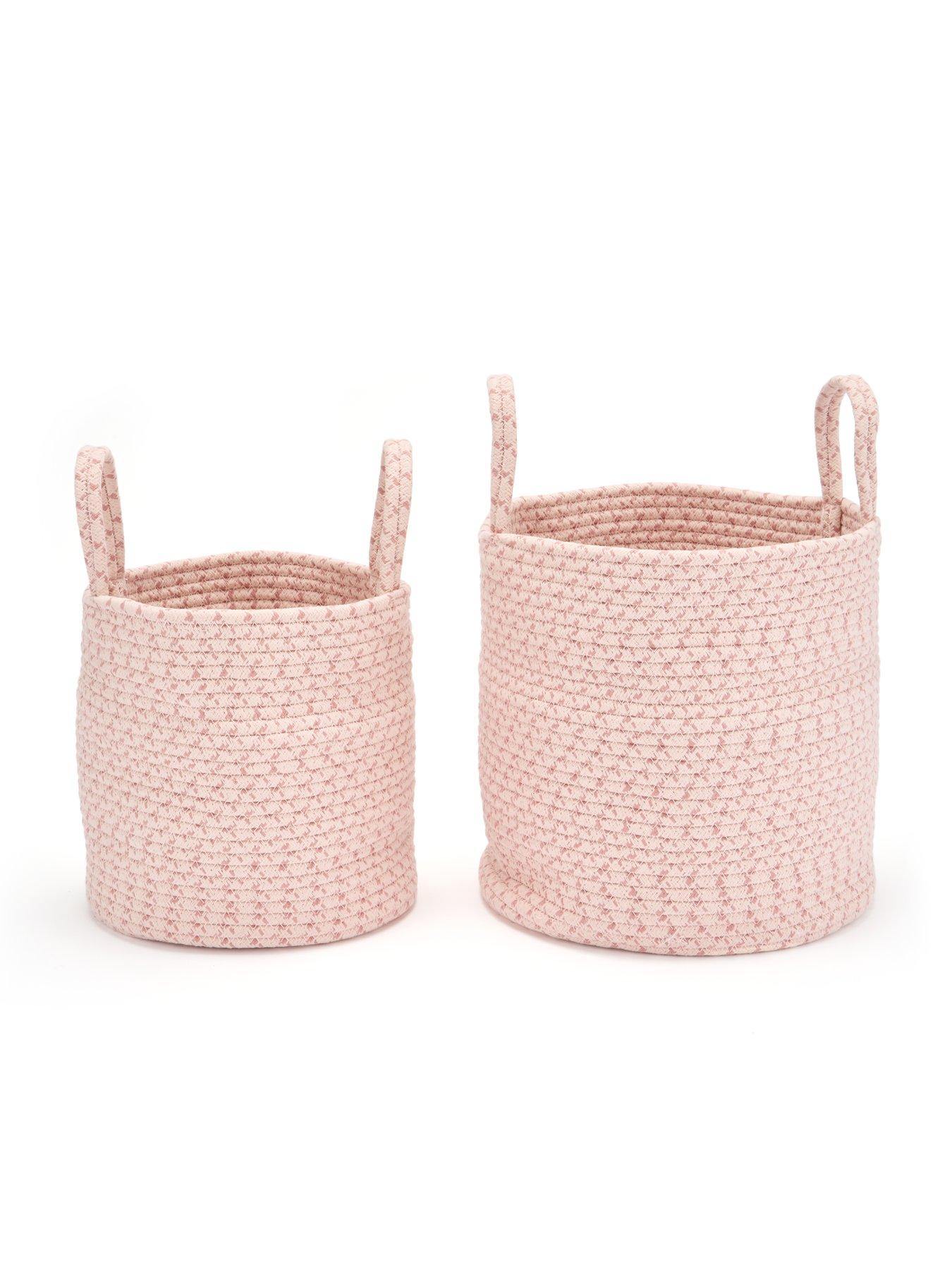 Image 3 of 5 of Very Home &nbsp;Set of 2 Cotton Rope Storage Baskets in Pink