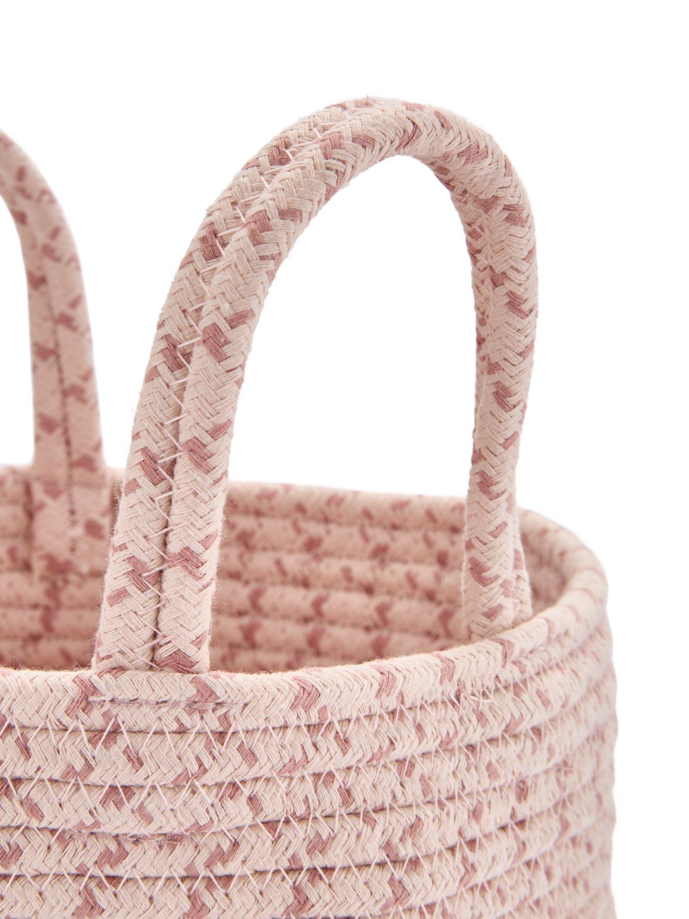 Image 4 of 5 of Very Home &nbsp;Set of 2 Cotton Rope Storage Baskets in Pink