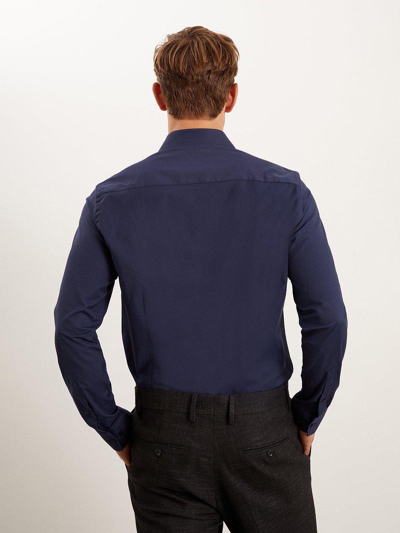 Burton Slim Fit Textured Performance Shirt Navy