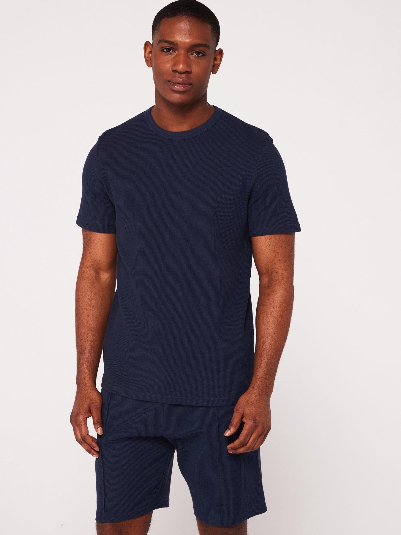 Buy Textured Waffle Tshirt Nomad Navy For Men