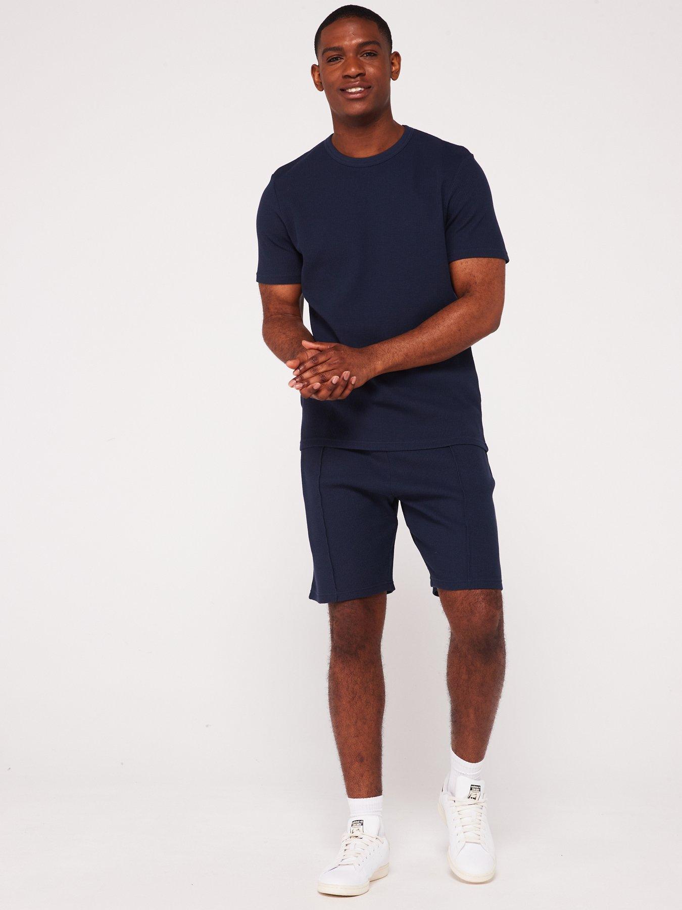 Very Man Textured Waffle Short - Navy | Very.co.uk