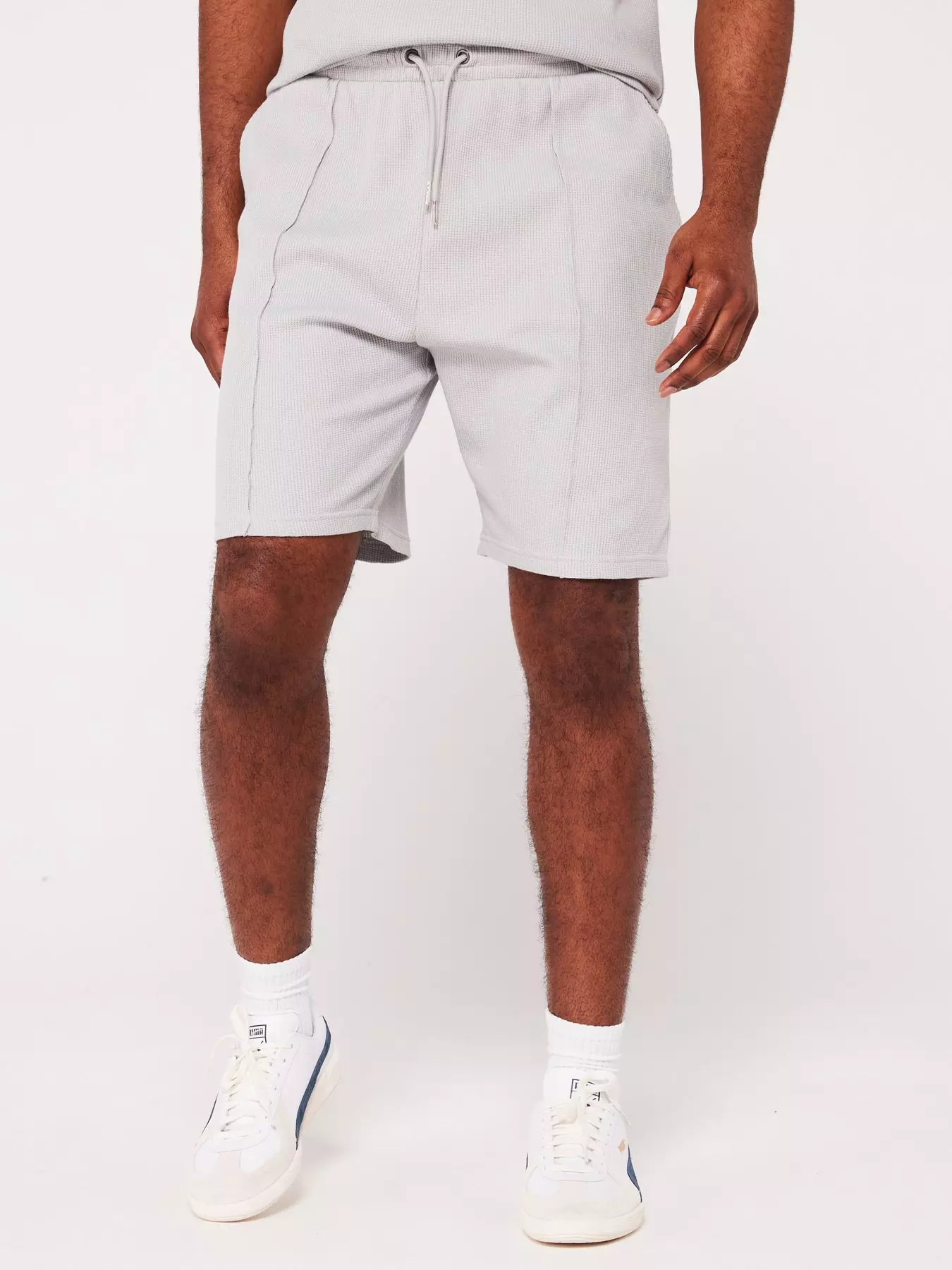 Buy Mens Textured Waffle Shorts Charcoal Grey