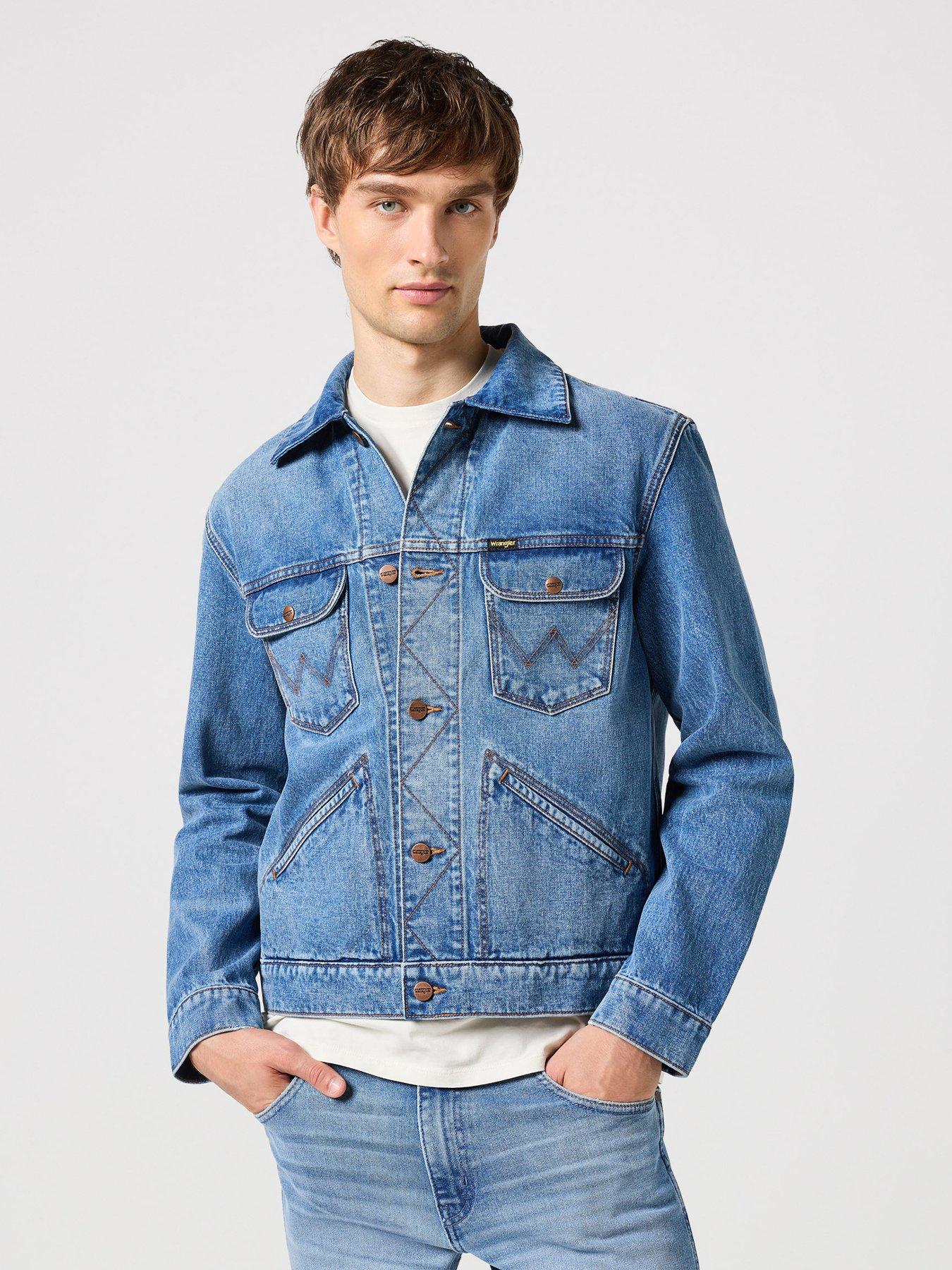 Wrangler Washed Denim Jacket - Mid Wash | Very.co.uk