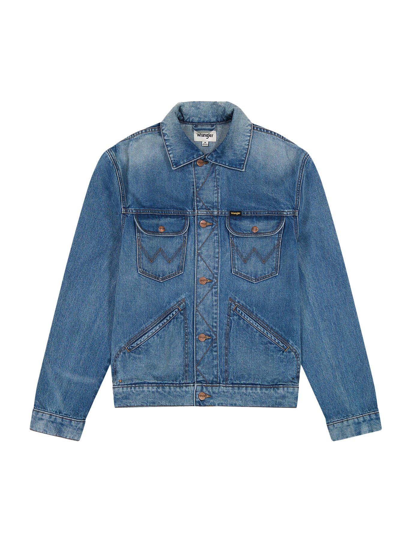 Wrangler Washed Denim Jacket - Mid Wash | Very.co.uk