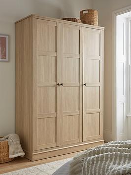 Product photograph of Very Home Darcy 3 Door Wardrobe - Oak from very.co.uk