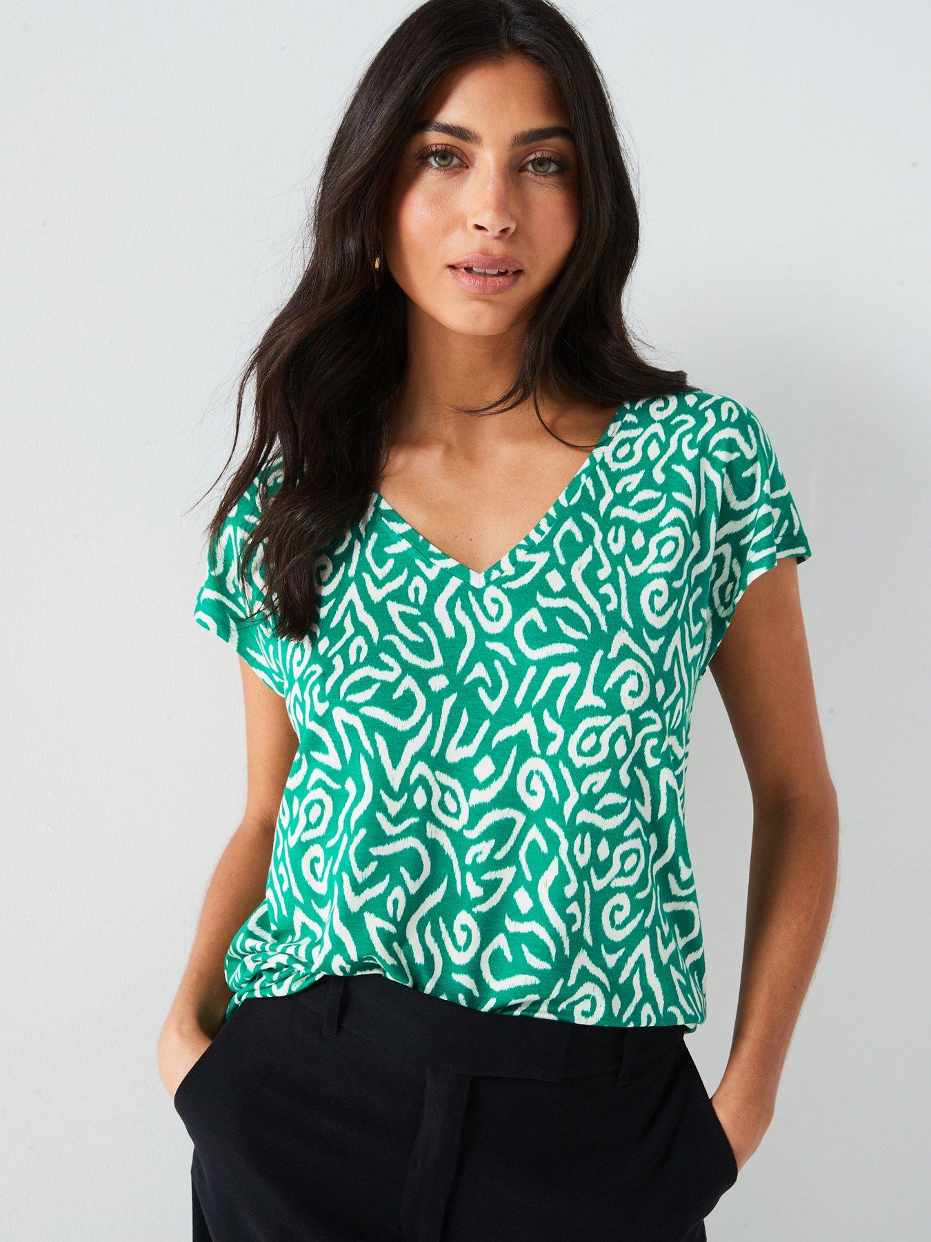 Printed v neck t shirts sales