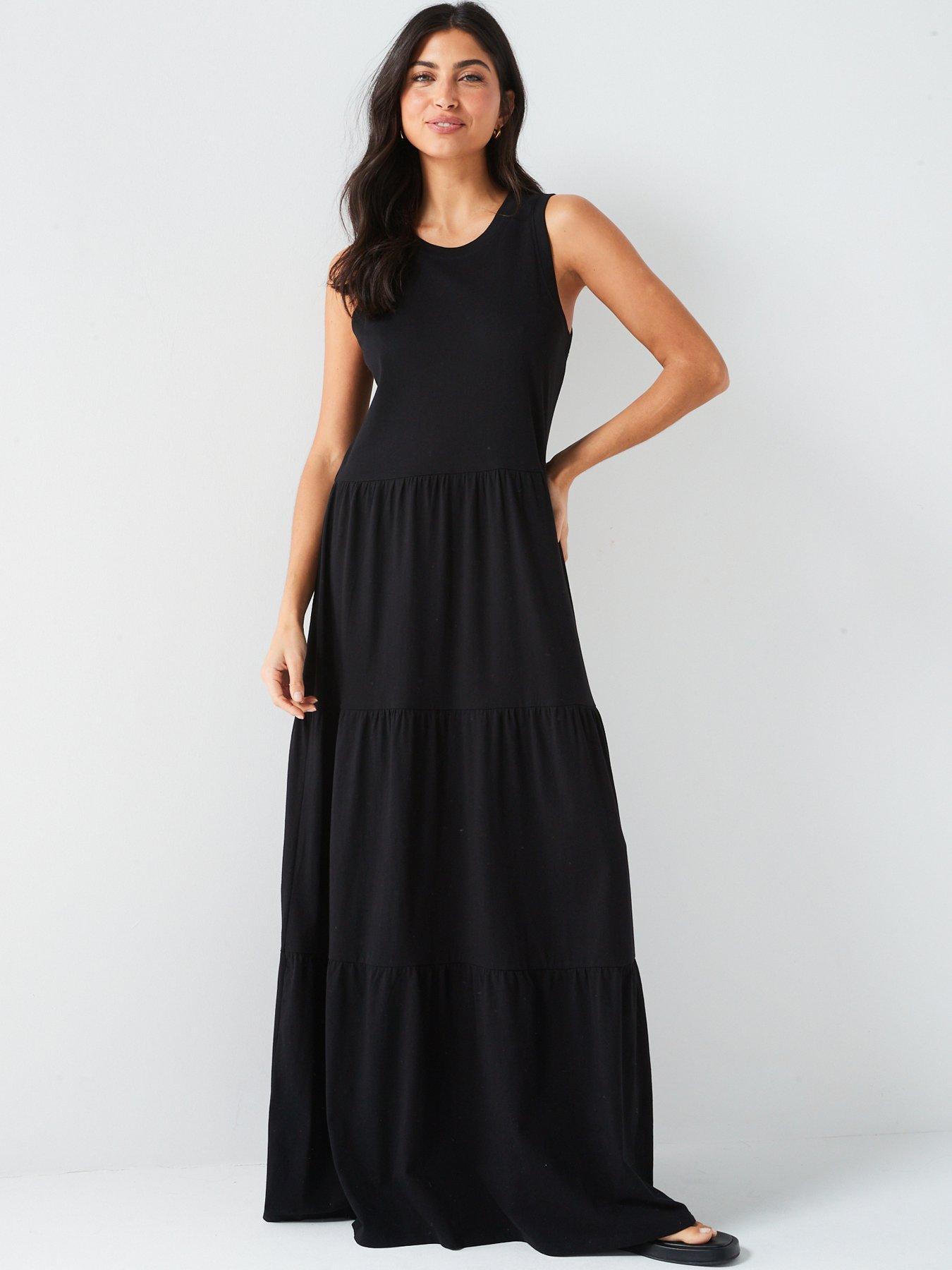 Olivia Mark – Womens Sleeveless High-Slit Maxi Dress with Built-In