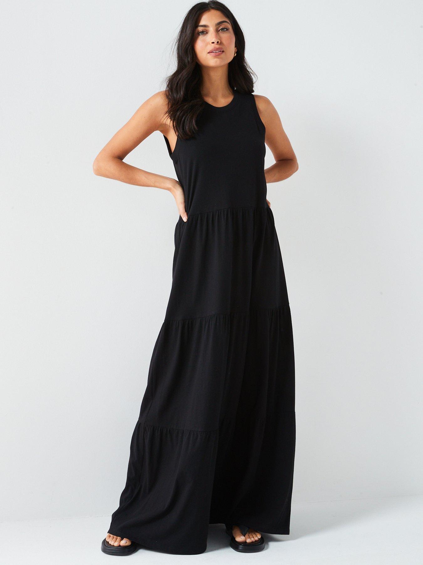 Everyday Sleeveless Tiered Maxi Dress - Black | Very.co.uk