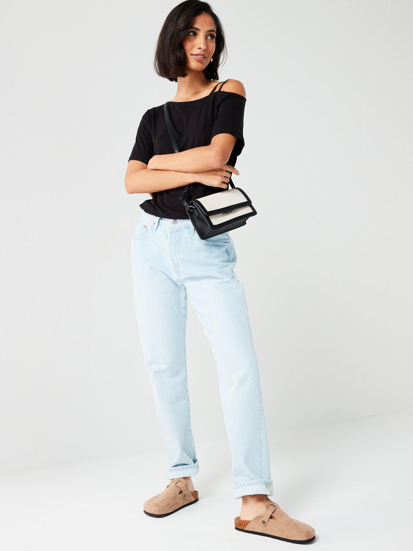 Image 3 of 6 of Everyday Slouch Strap Shoulder Detail Tshirt - Black
