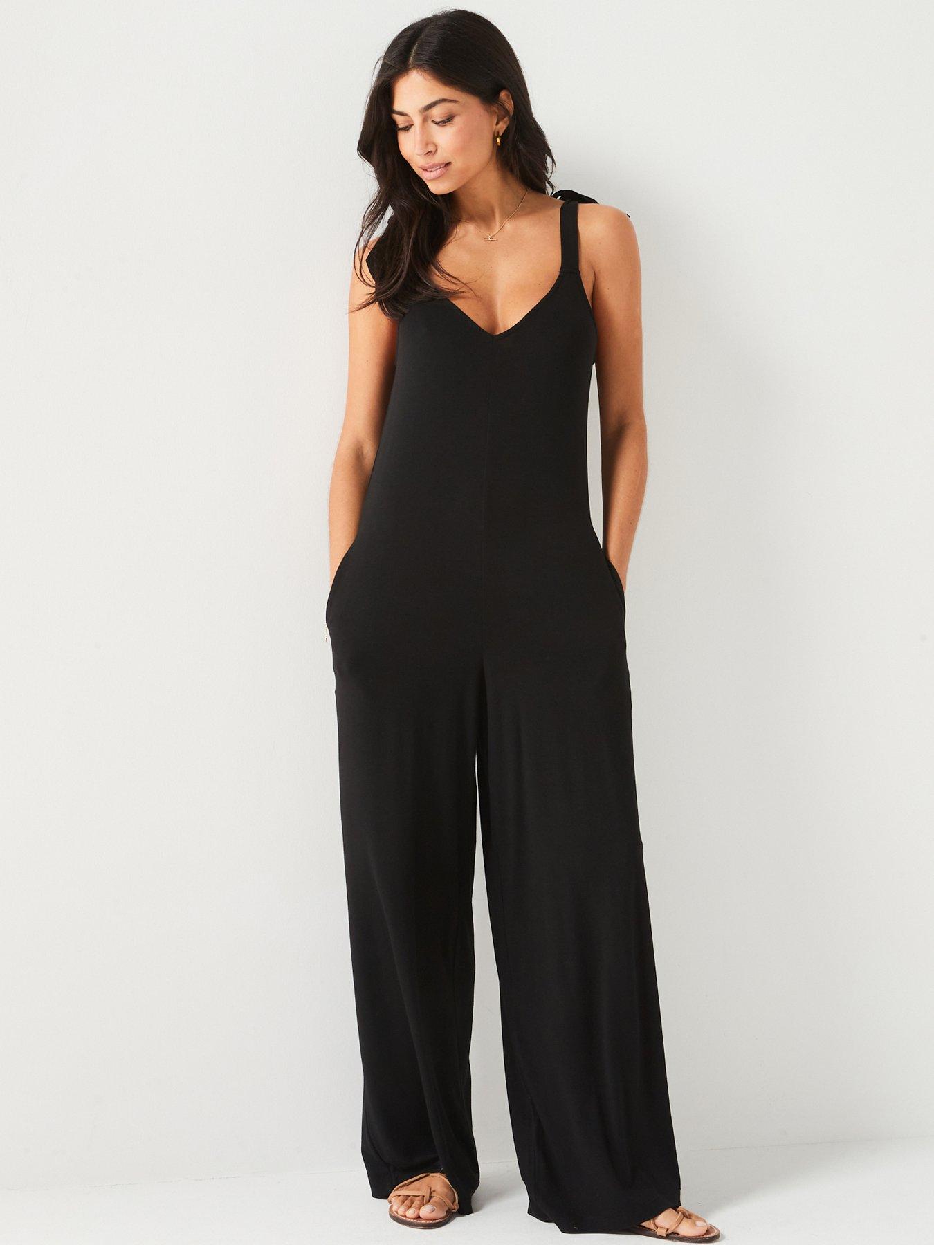 Tie Shoulder Jumpsuit Black