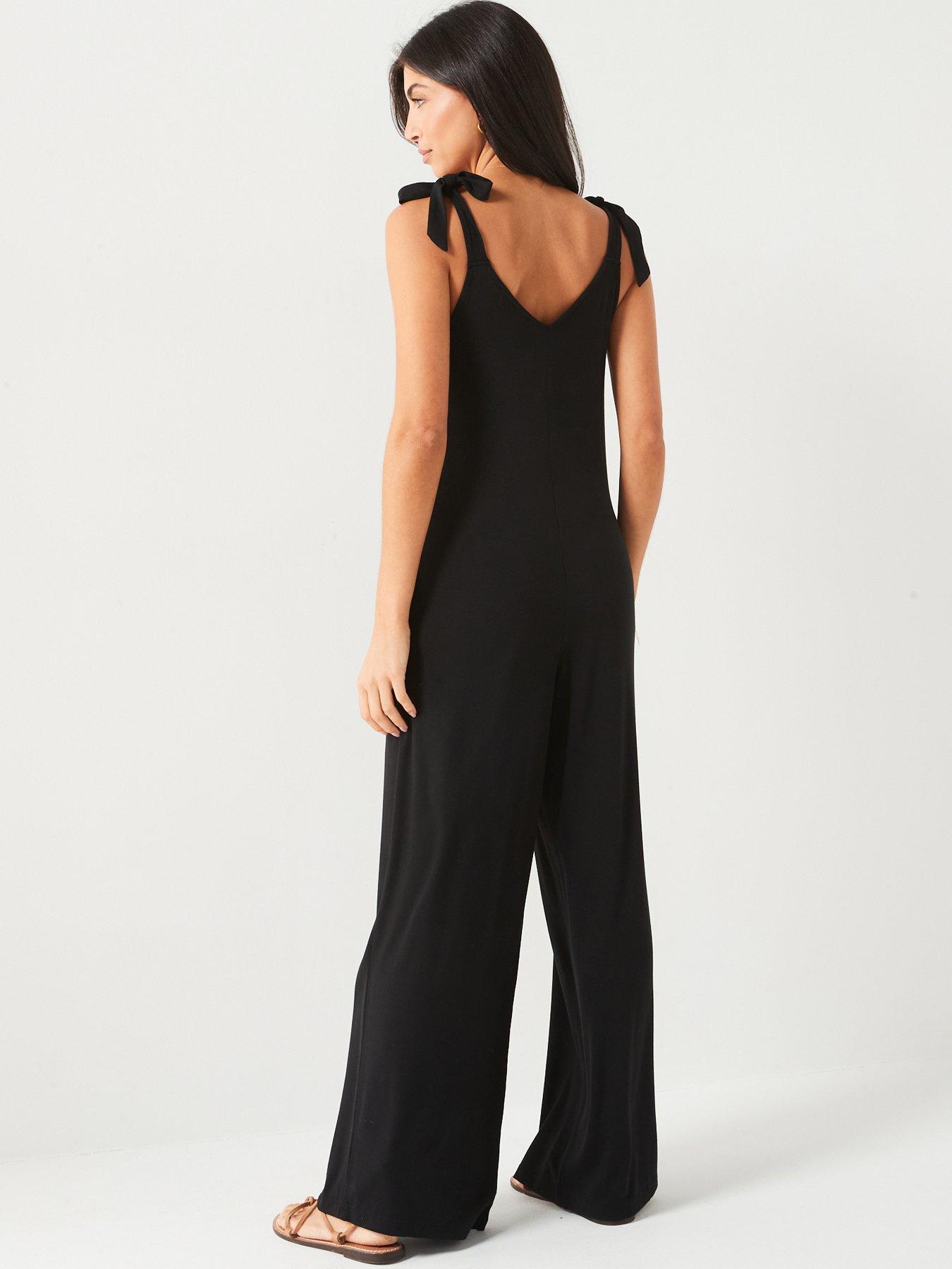 Everyday Tie Shoulder Jumpsuit - Black | Very.co.uk