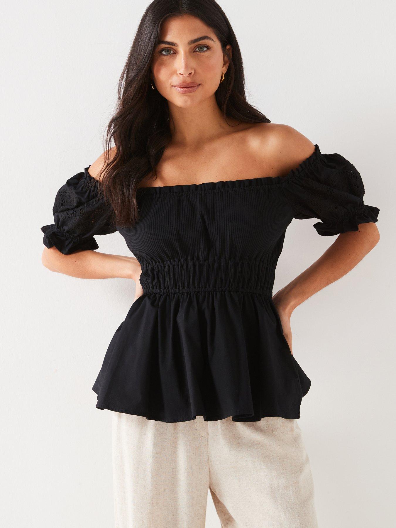 Broderie peplum top on sale