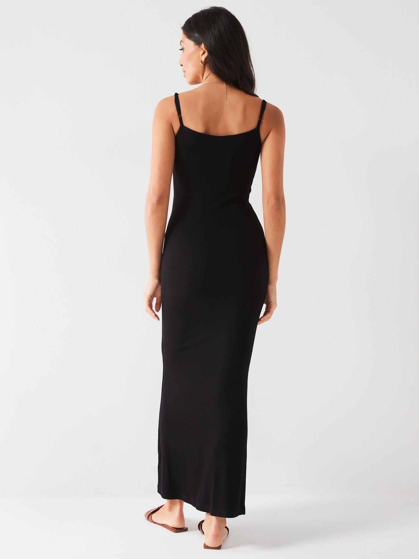 Black maxi ribbed dress best sale