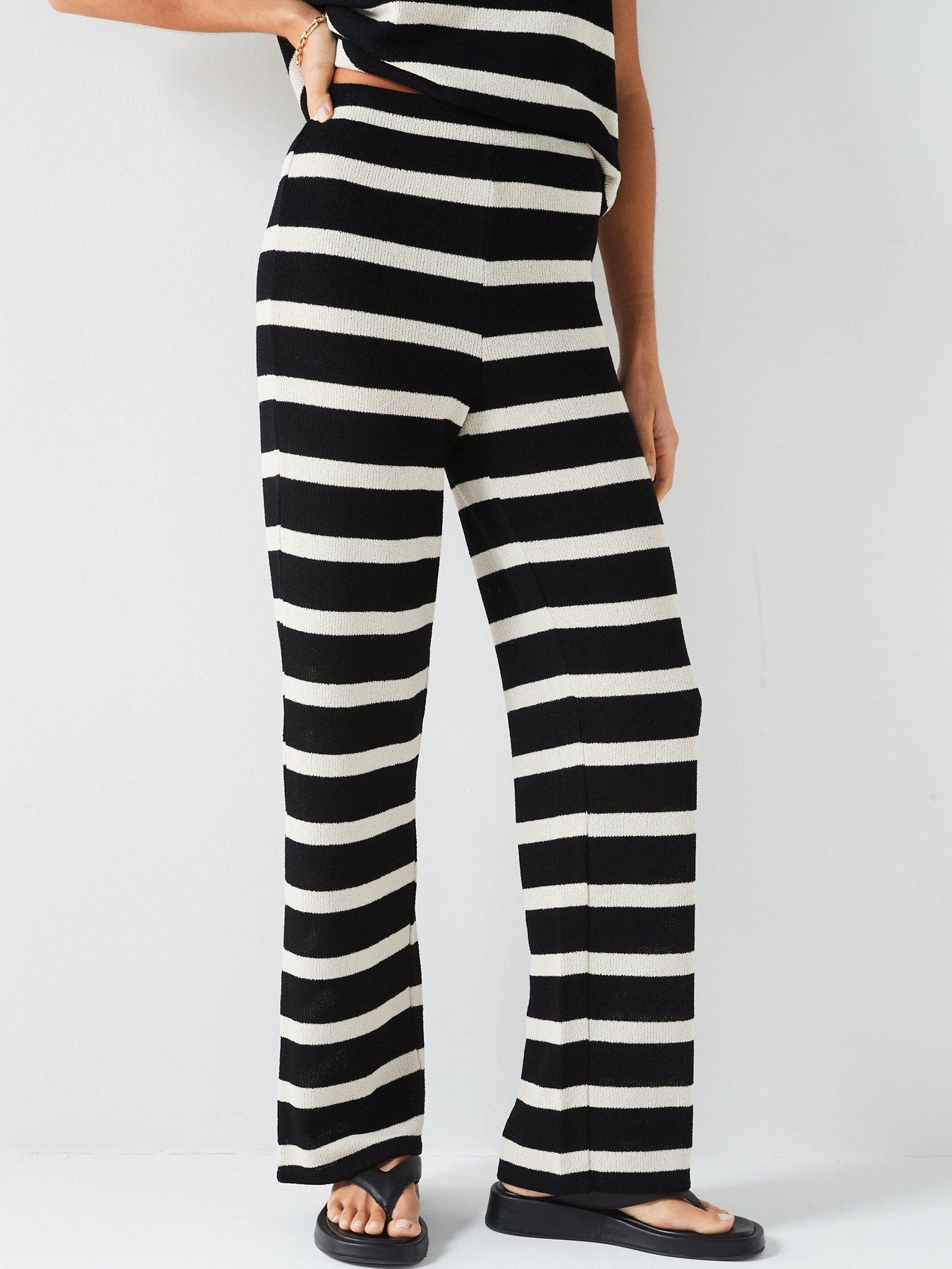 V By Very Stripe Mono Wide Leg Trouser