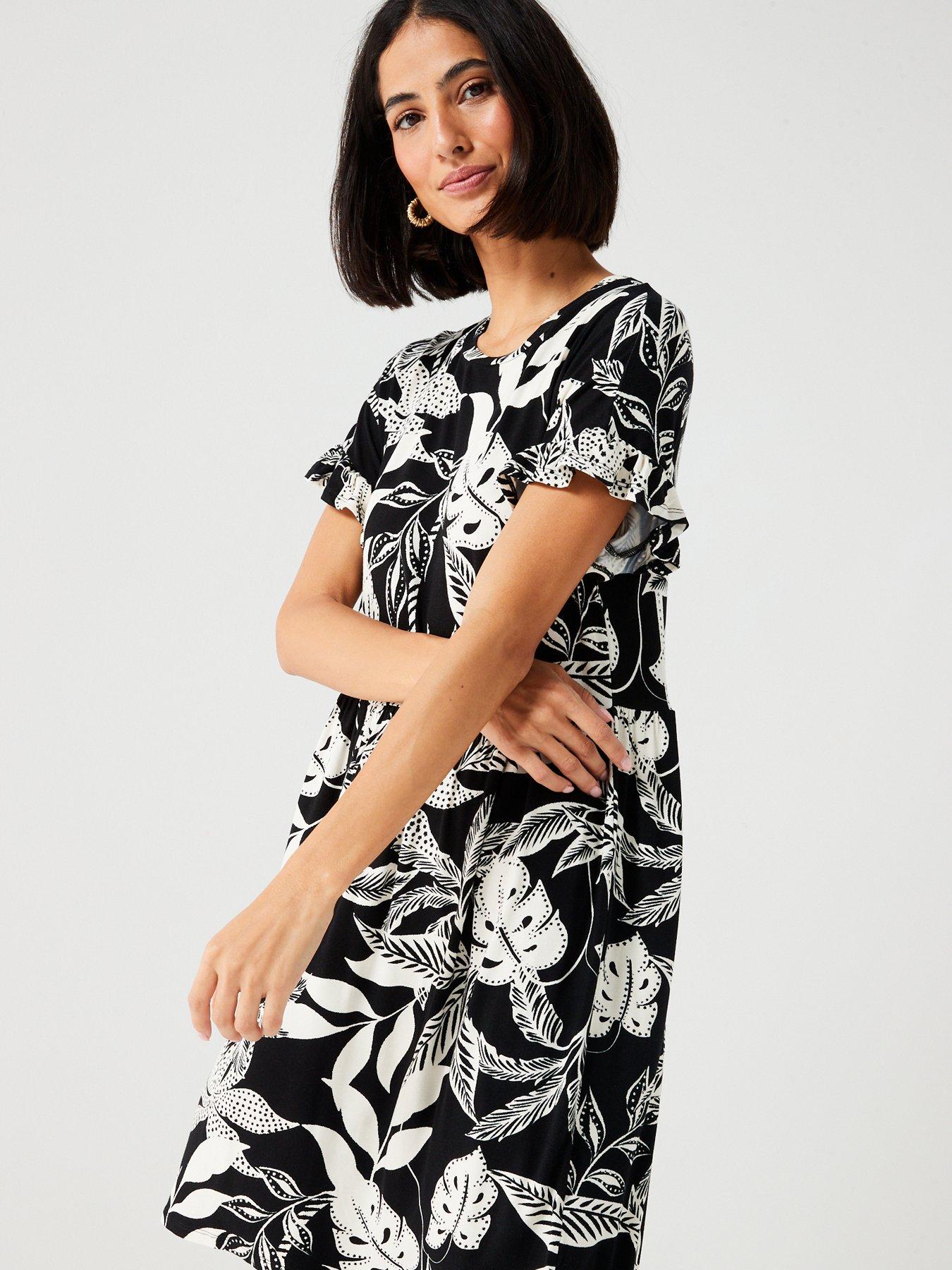 Everyday Ruffle Sleeve Mini Dress - Print | Very.co.uk