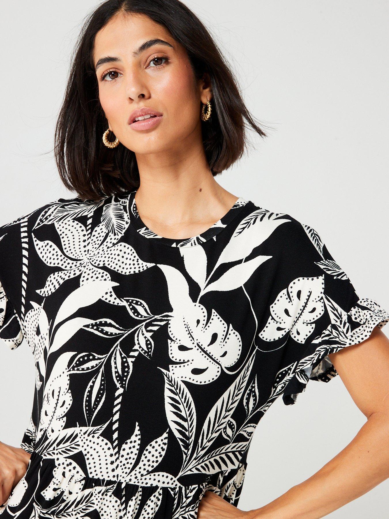 Everyday Ruffle Sleeve Mini Dress - Print | Very.co.uk