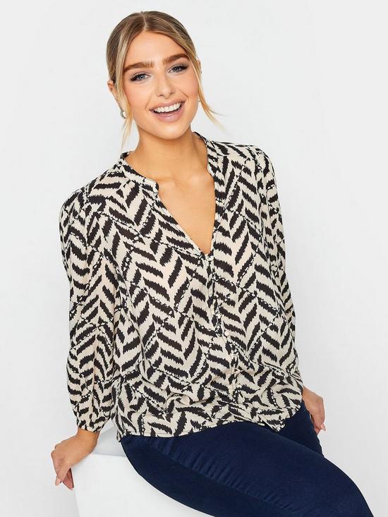 front image of mco-petite-pattern-blouse-black