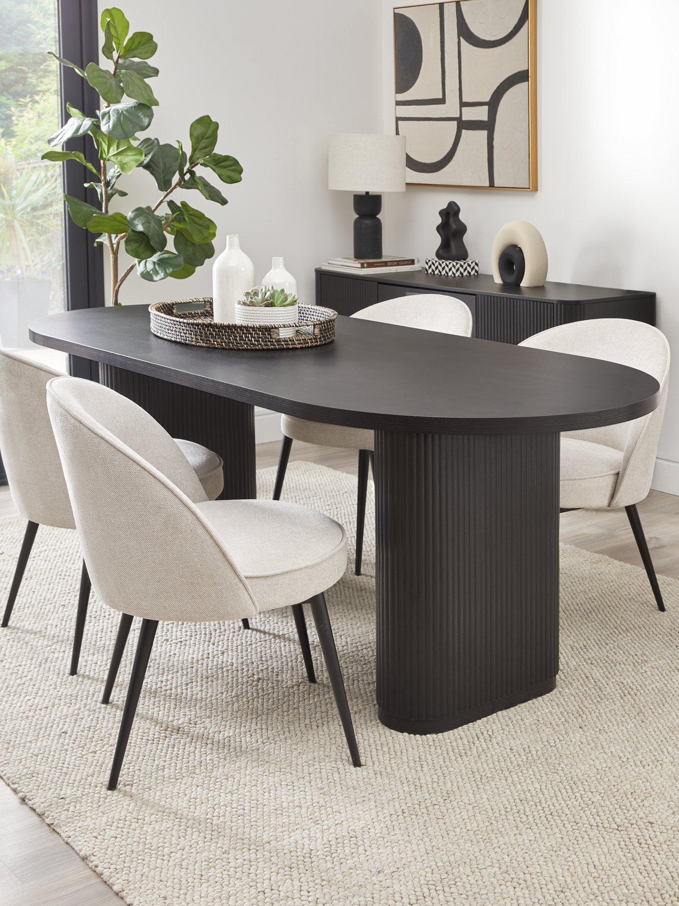 undefined Carina 200 cm Dining Table + 4 Chairs - Black/Natural