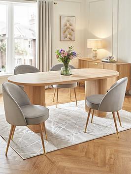 Product photograph of Very Home Carina 200 Cm Dining Table 4 Chairs - Oak Grey from very.co.uk