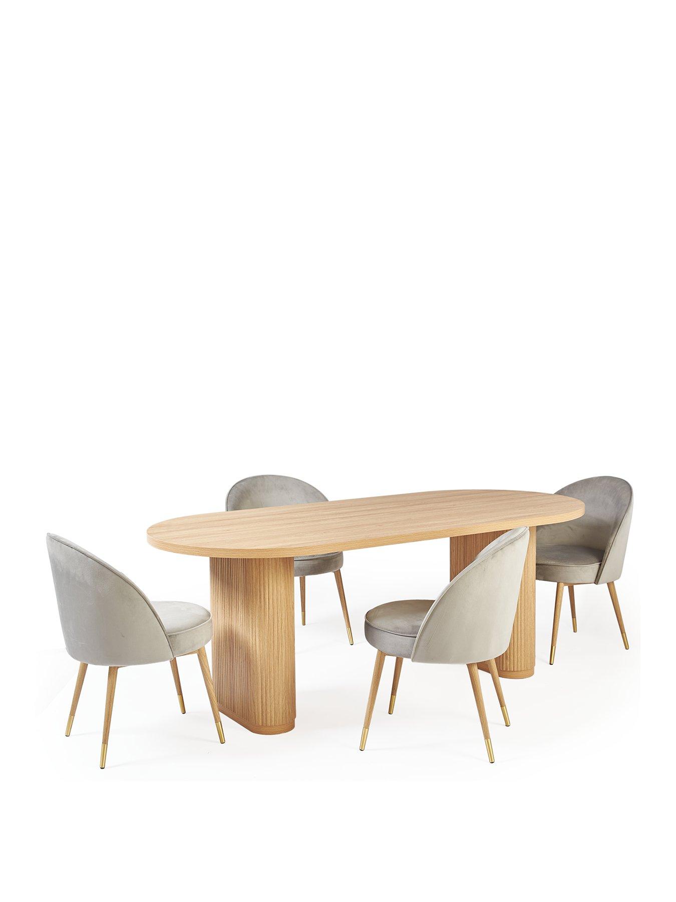 Very Home Carina 200 cm Dining Table + 4 Chairs - Oak/Grey | very.co.uk