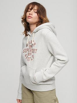 superdry scripted college graphic hoodie - grey