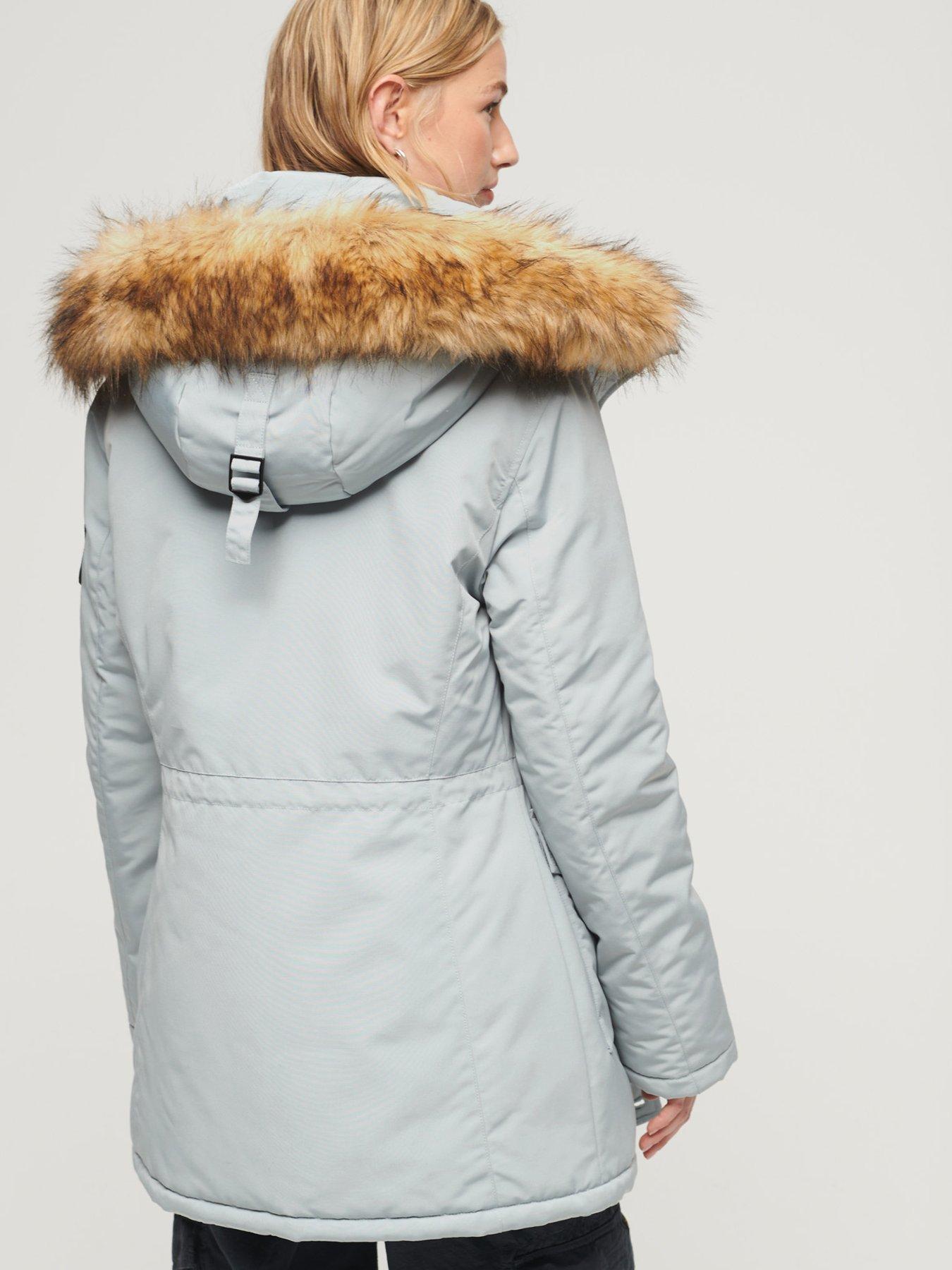 Everest Faux Fur Hooded Parka Coat Chateau Grey