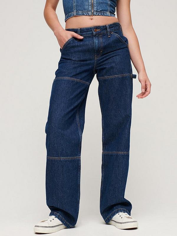 Superdry Cotton Mid Rise Denim Carpenter Jeans - Blue
