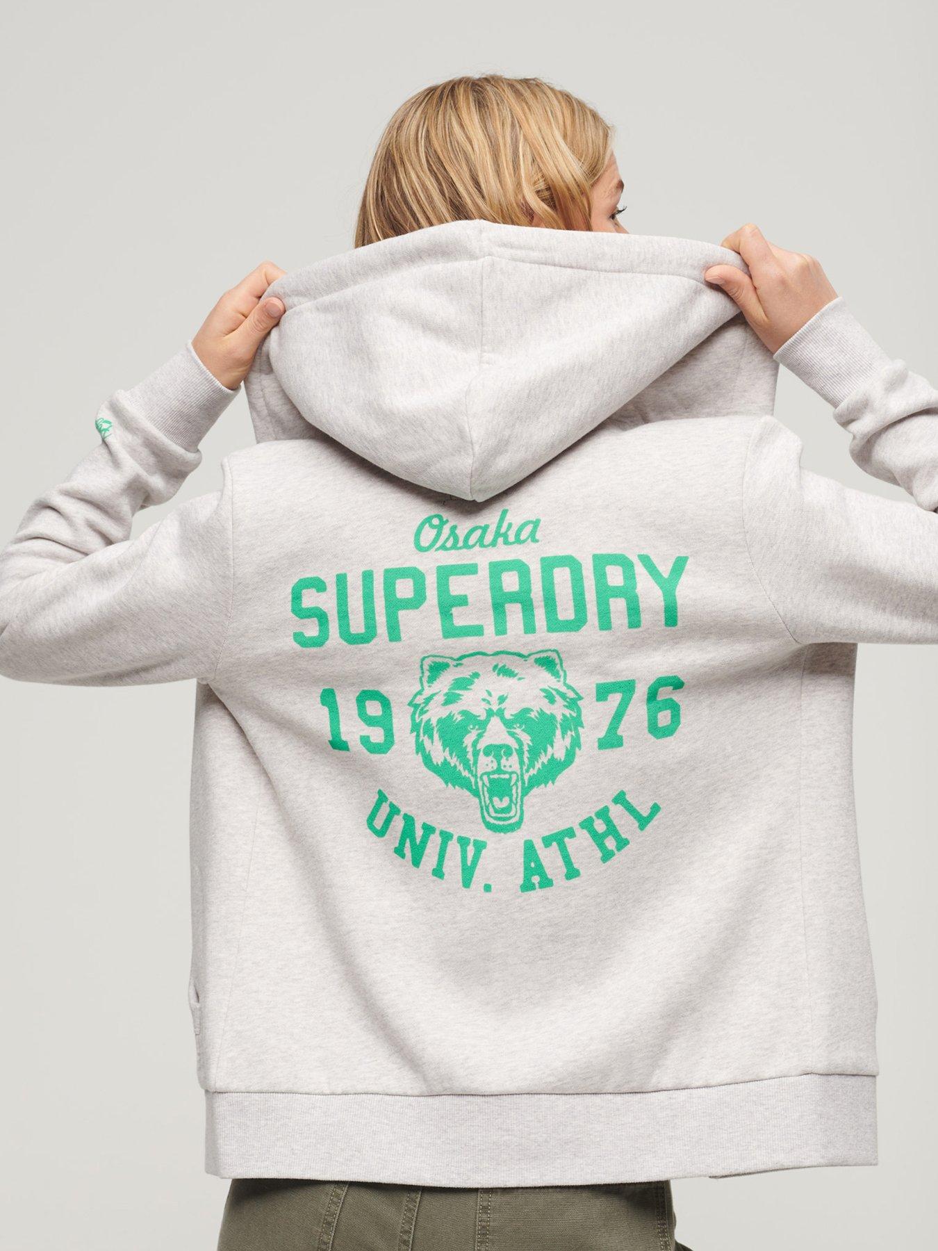 Superdry Athletic College Zip Up Hoodie - Grey | Very.co.uk