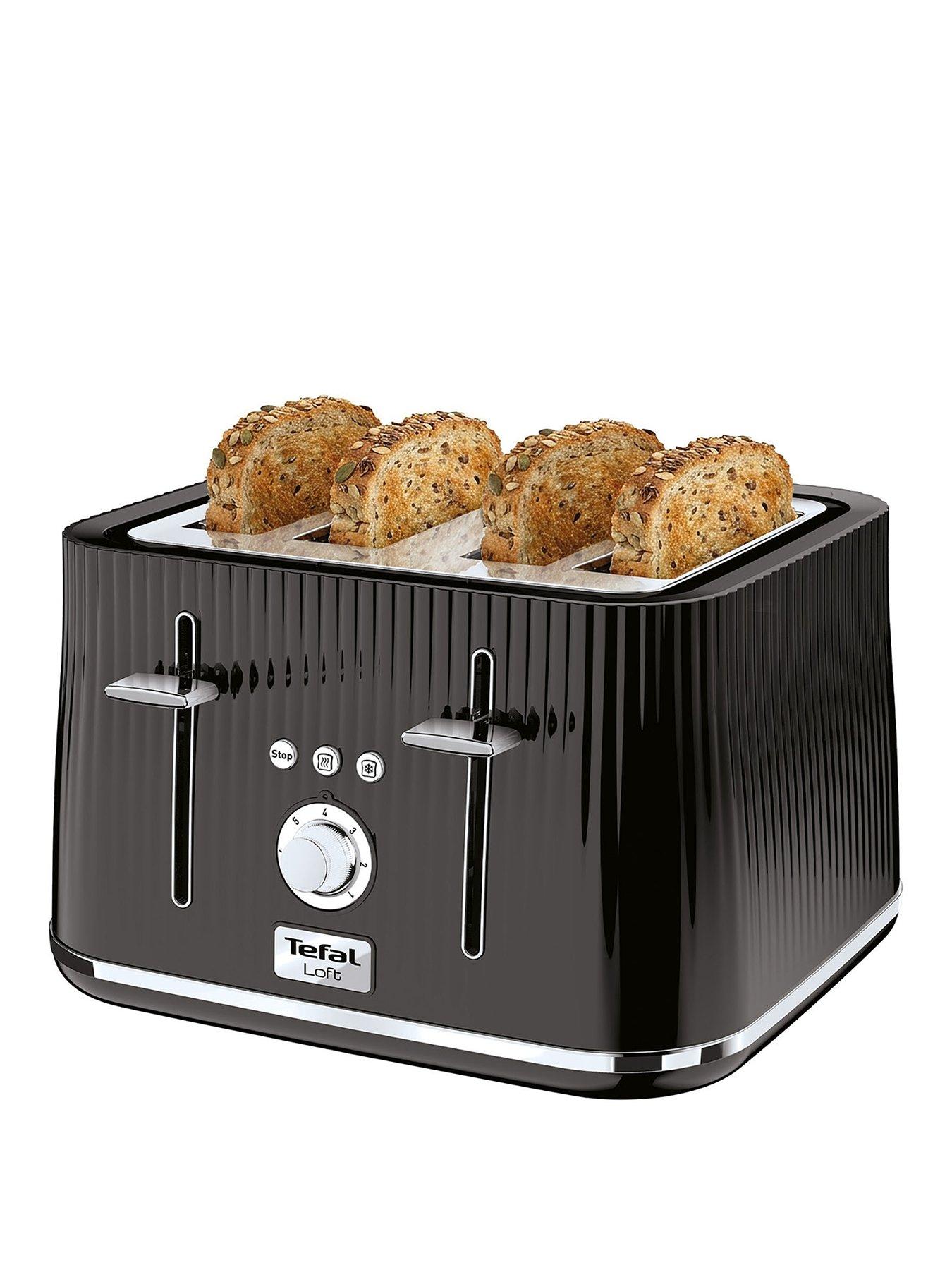Tefal Loft 4 Slice Toaster, Black, TT760840