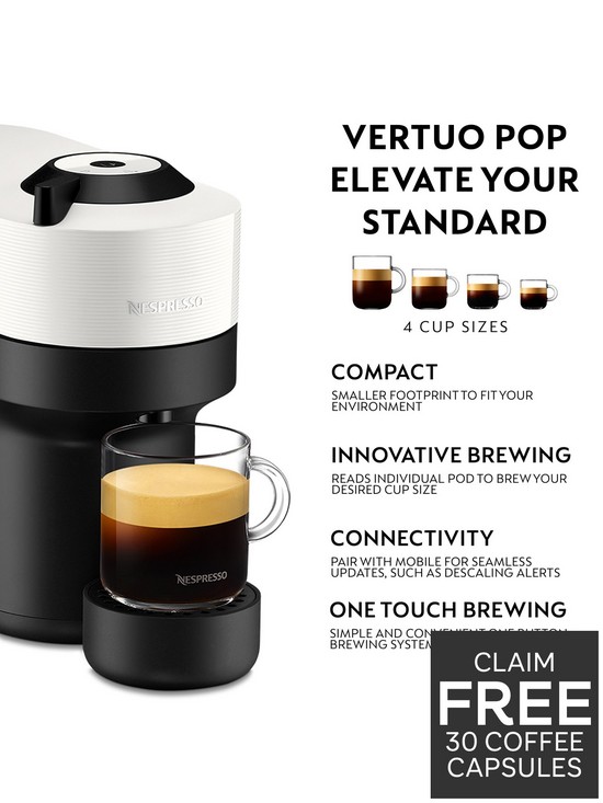 stillFront image of nespresso-vertuo-pop-coffee-machine-by-krups-white-xn920140
