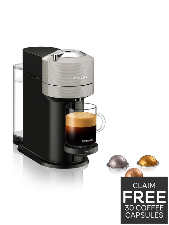 front image of nespresso-krups-vertuo-next-coffee-machine-light-grey-xn910b40