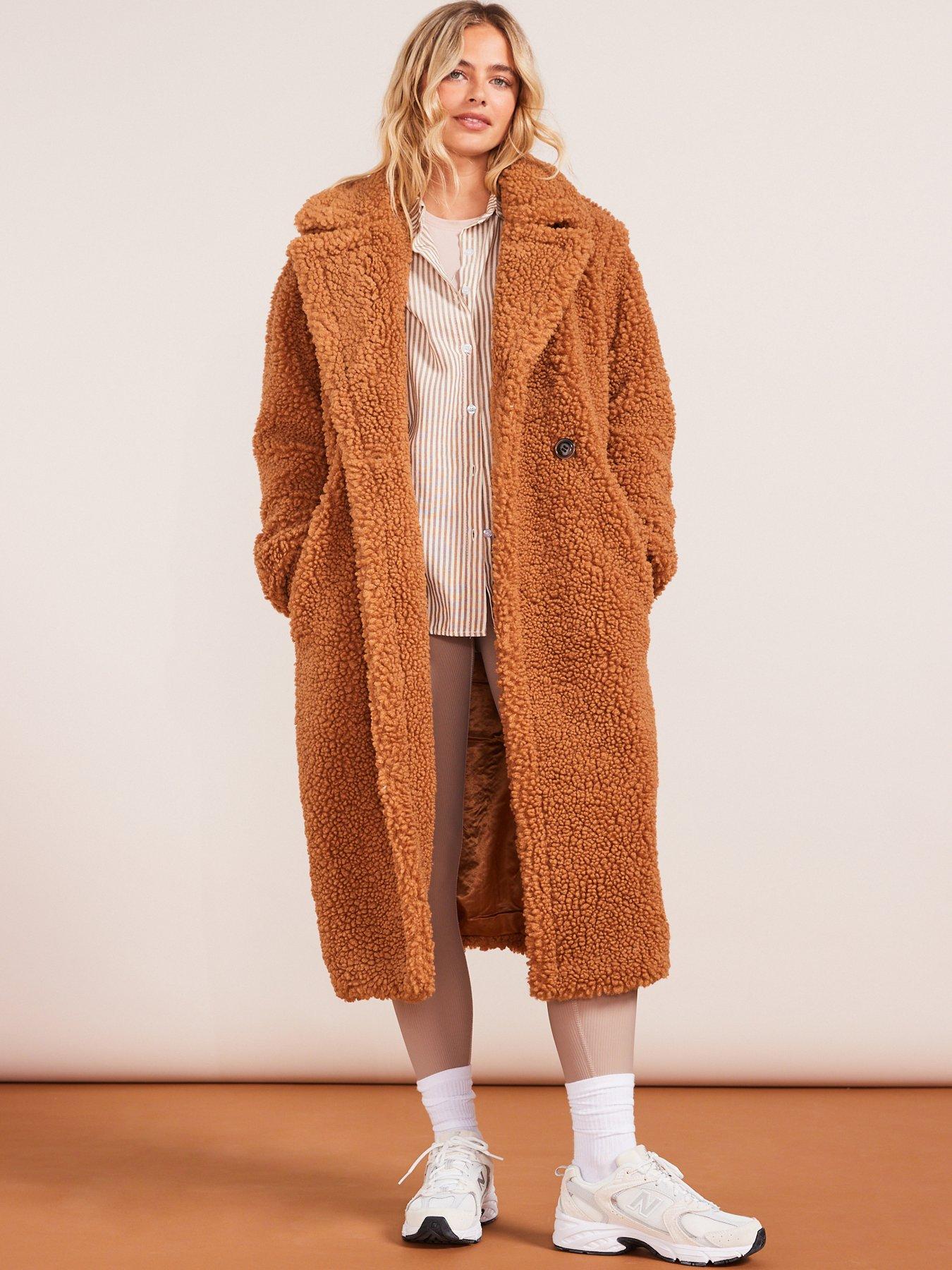 Gertrude Long Teddy Coat - Chestnut