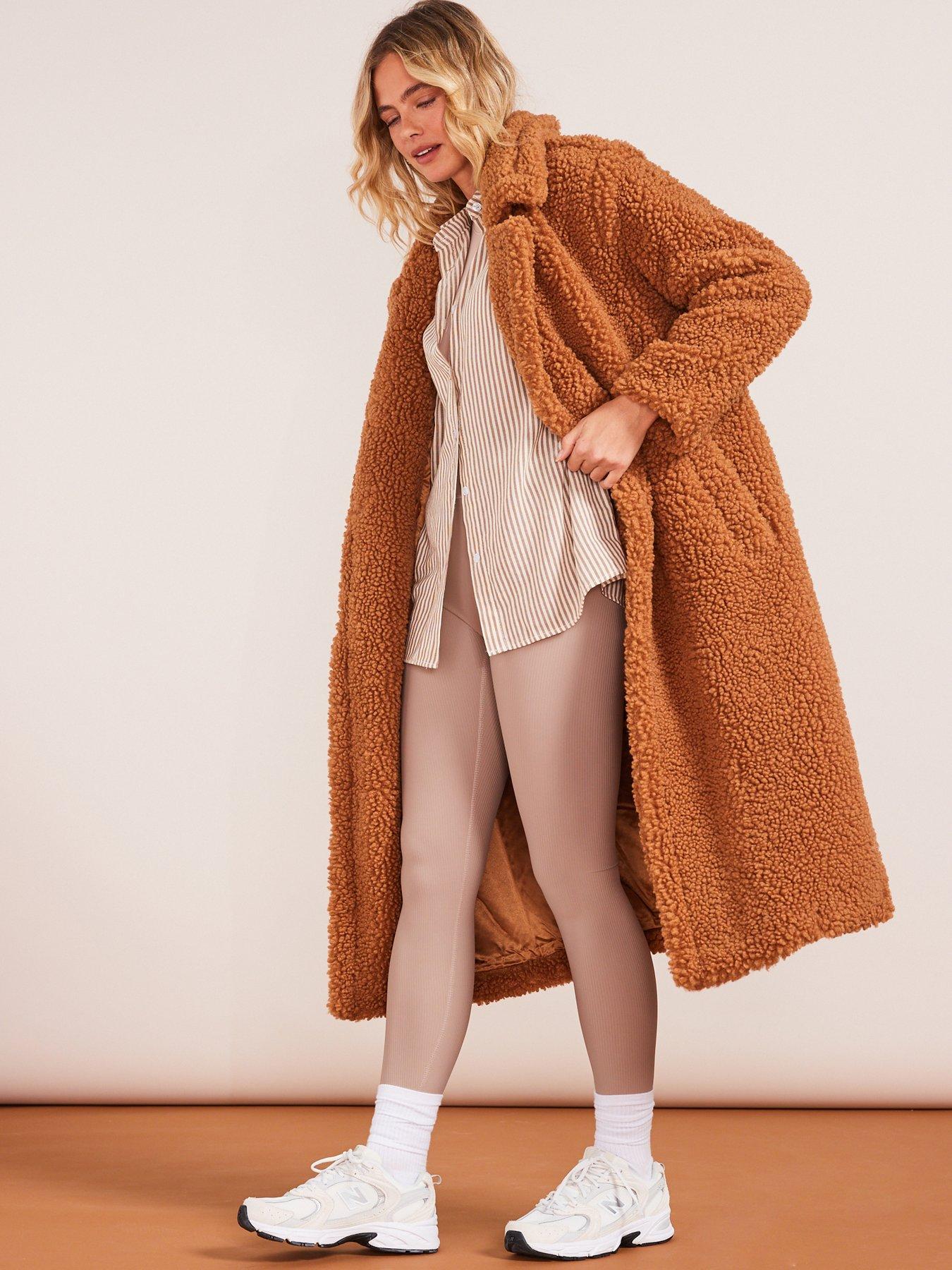 Gertrude Long Teddy Coat - Chestnut