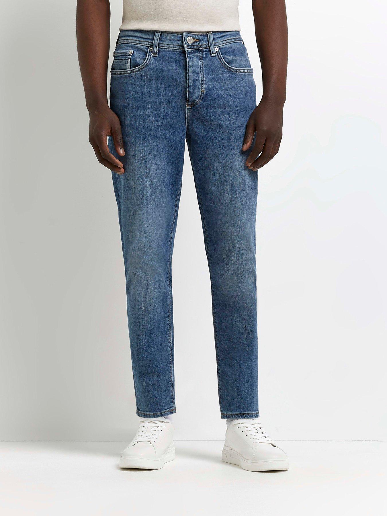 River Island Tapered Martin Rustic Jean - Blue | Very.co.uk