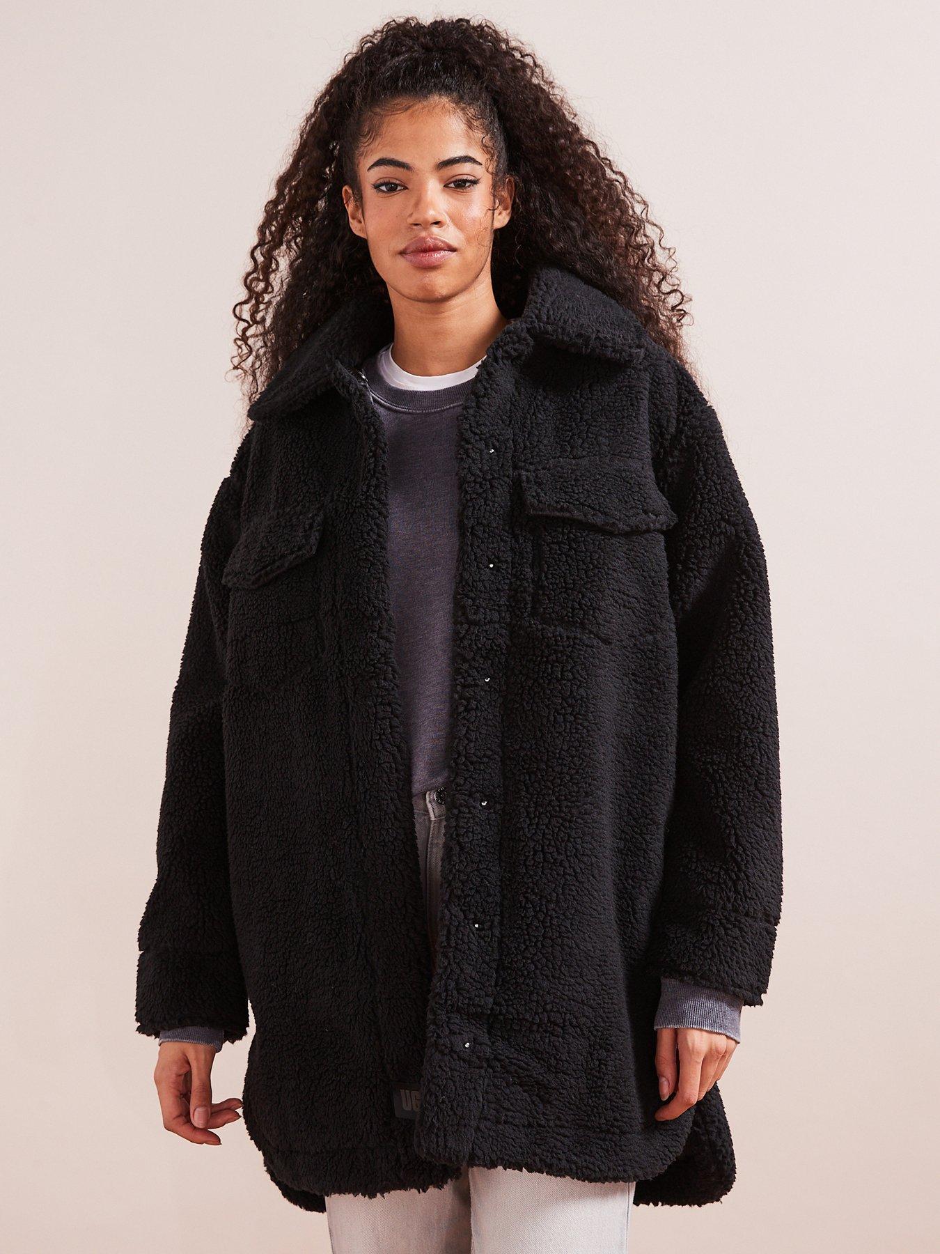 UGG Frankie Fluff Shirt Jacket - Black | Very.co.uk