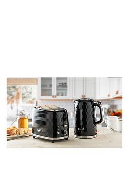 Product photograph of Daewoo 2 Set Bundle - 1 7l Kettle 3kw Amp 2 Slice Honeycomb Toaster Black from very.co.uk