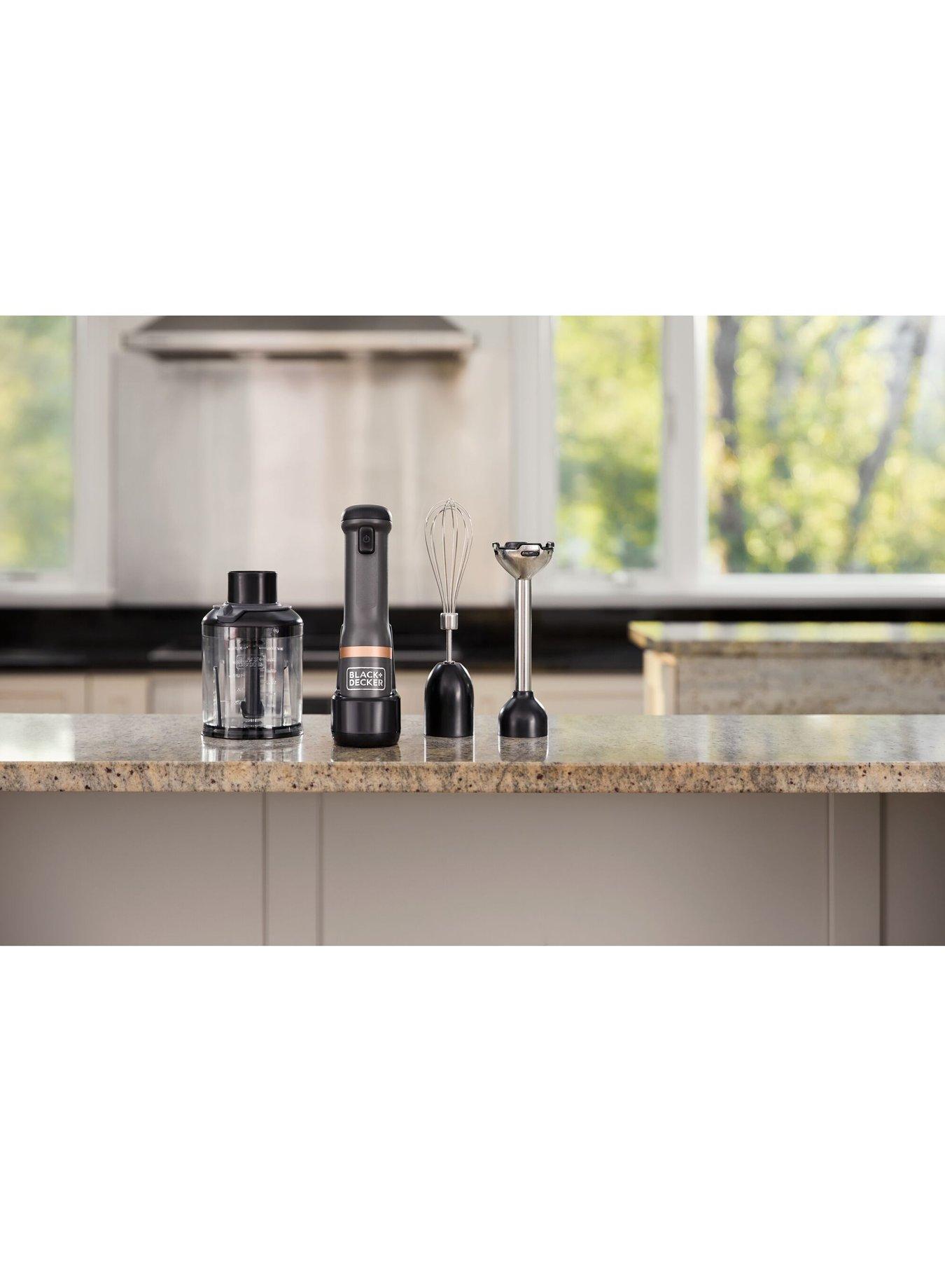 BLACK+DECKER Kitchen Wand Cordless Immersion Blender, 4 In 1 Multi Tool Set, Hand Blender With Charging Dock, Grey (BCKM1014K01 - 2