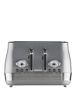 Product photograph of Daewoo Baltimore 4 Slice Toaster Smoked Grey from very.co.uk