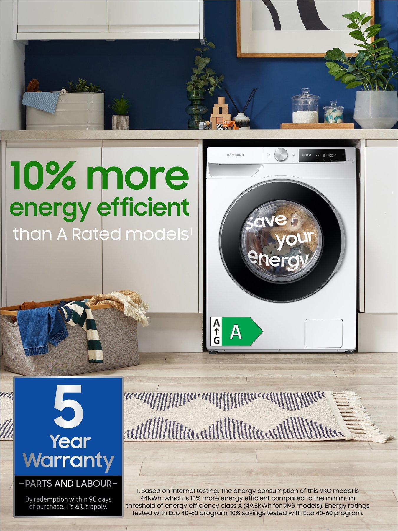 Image 3 of 7 of Samsung Series 5 AI Energy WW90CGC04DABEU 9kg Load, 1400 Spin ecobubble Washing Machine with SmartThings - Black