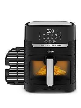 Product photograph of Tefal Easy Fry Vision Air Fryer Amp Grill 4 2l 8 Programs Black Ey506840 from very.co.uk