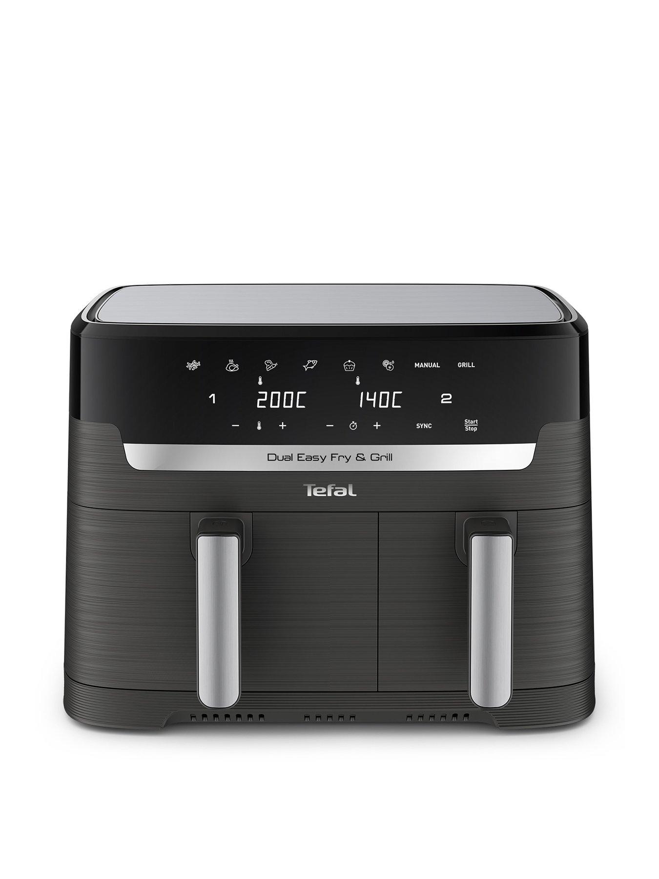 Product photograph of Tefal Easy Fry 8 3l Dual Drawer Air Fryer Amp Grill Grey Ey905b40 from very.co.uk